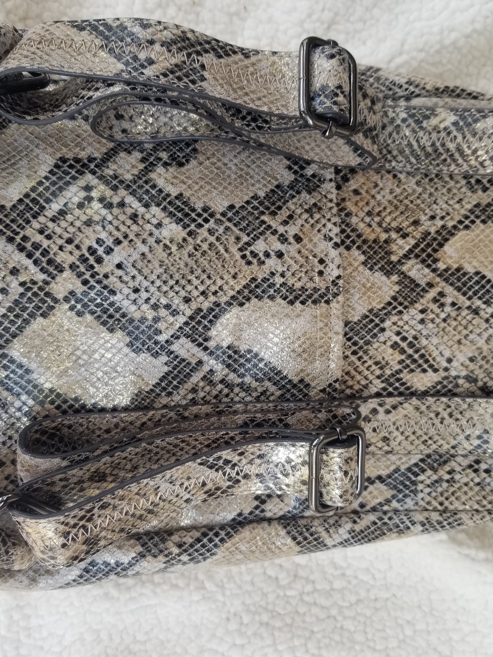 AIMEE KESTENBERG Snake-Print Tote in Beige, Black and Gold Tones - Picture 4 of 11